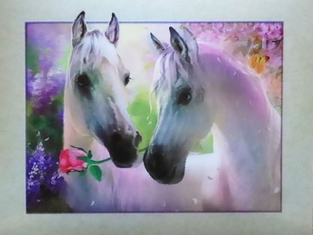 White Horse with Rose - 3D Lenticular Poster - 12x16 Print - New Fashion