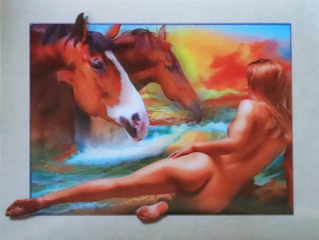 Nude Girl with Horses - 3D Lenticular Poster - 12x16 Print - New Cheap