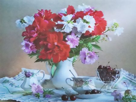 Flower Vase with Tea Set - 3D Lenticular Poster - 12x16 Print - New Hot on Sale