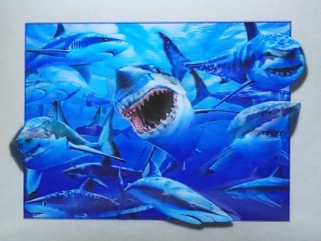 Sharks in the Ocean - 3D Lenticular Poster - 12x16 Print - New Online now