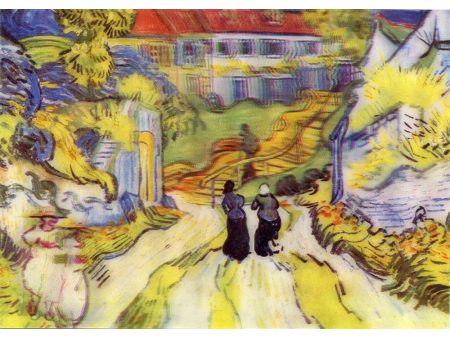 Vincent Van Gogh - Stairway at Auvers  -3D Lenticular Postcard Greeting Card Discount