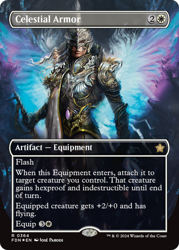 Celestial Armor (Borderless) (Mana Foil) [Foundations] Hot on Sale